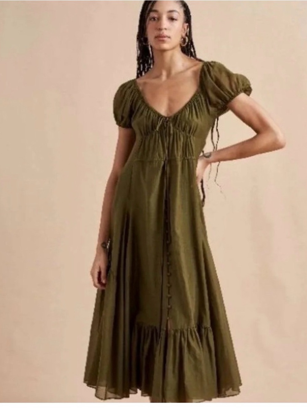 La Ligne Olive Josie Silk Midi Dress M